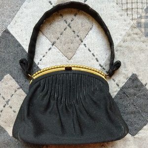 Vintage 60s Black Velvet Jenny Evening Bag